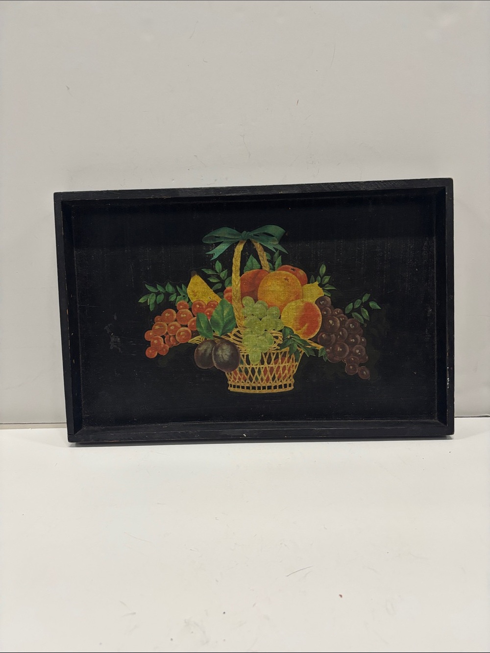 Vintage Black Fruit Basket Wall Tray - Decorative Home Accent